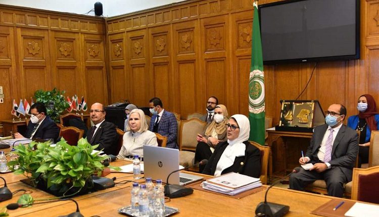 هالة زايد خلال اجتماع وزراء الصحة العرب