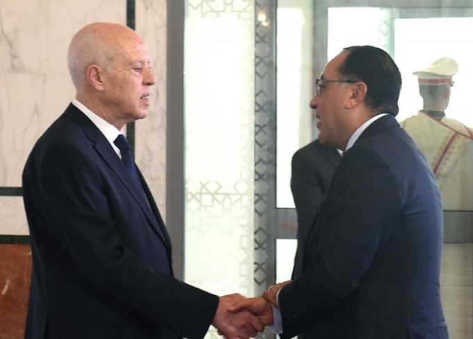 قيس سعيد ورئيسة الحكومة التونسية يستقبلان مدبولي لحضور فعاليات قمة تيكاد 8