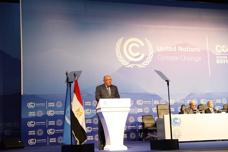 انتخاب سامح شكري رئيسا لمؤتمر المناخ COP27 في جلسته الافتتاحية