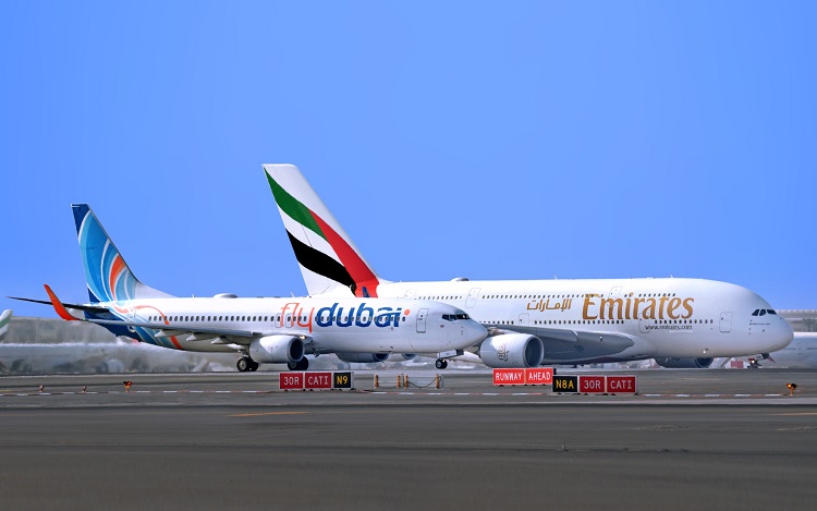 شعارا طيران الإمارات وفلاي دبي