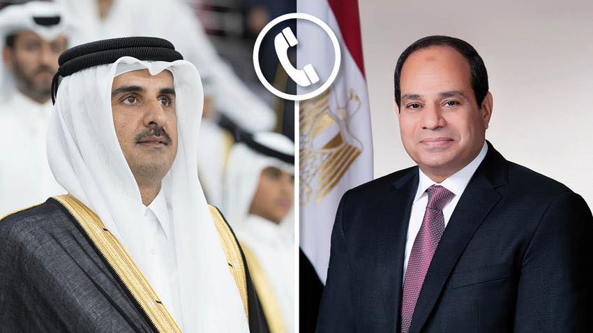 الرئيس السيسي يؤكد للأمير تميم إدانة مصر لأي انتهاك يمس سيادة قطر